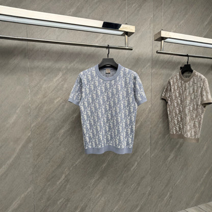 [Ceiling, After-sales Support] Real shot of classic 26DR jacquard old money wool knit short-sleeve shirt