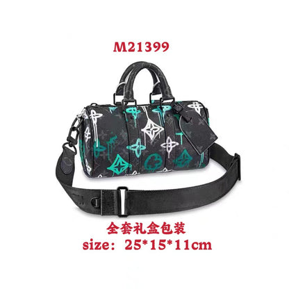 New Keepall-25cm Pillow Bag Embossed Shoulder Bag Roller Bag Cylinder Bag Fashion Crossbody Bag Couple Bag