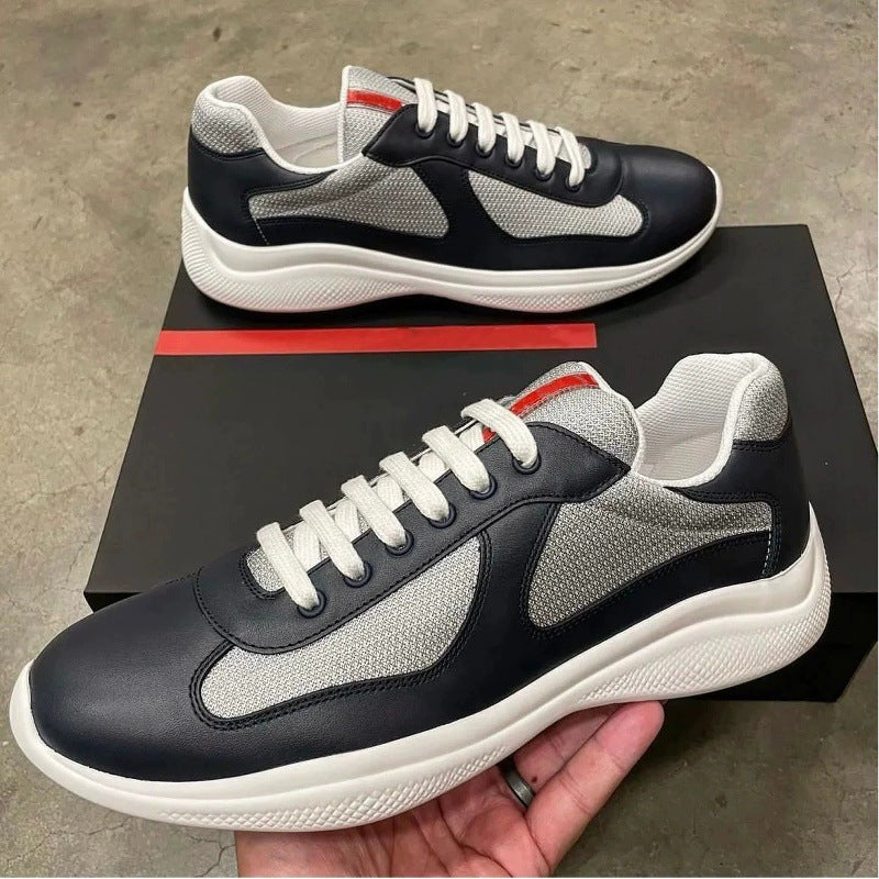 Spot new color-blocked mesh heightened athleisure men's and women's shoes leather big brand classic versatile breathable trend men (Copie)