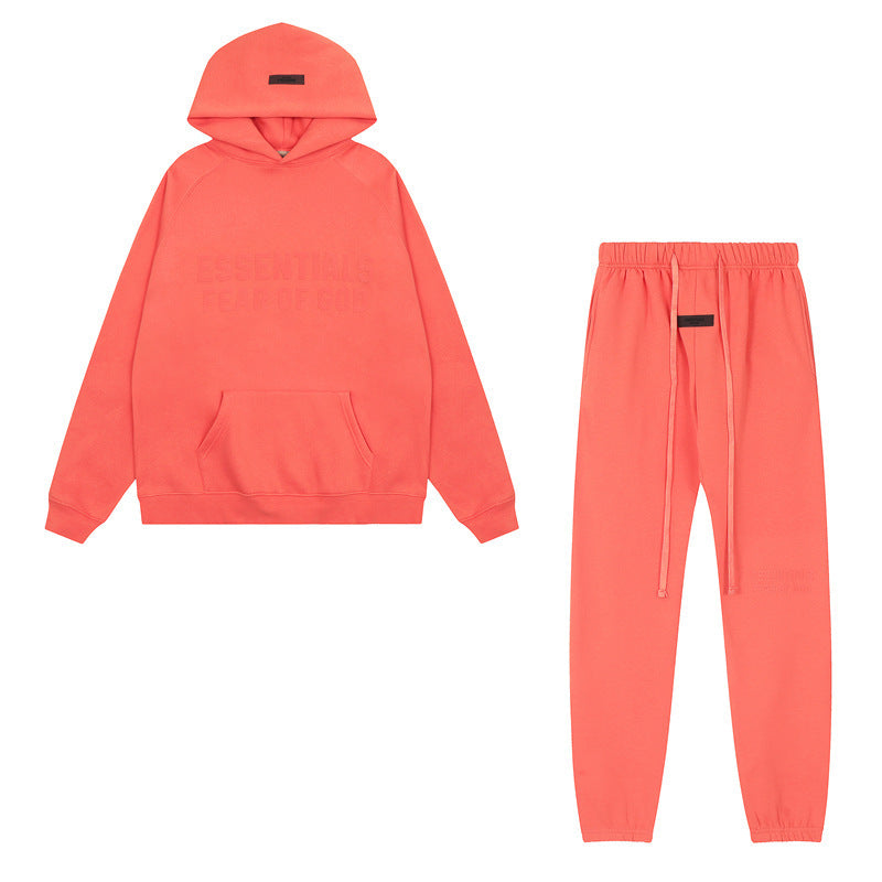 American flocked heavy hooded sweatshirt men's plush couple style winter trendy brand loose hoodie jacket for men and women