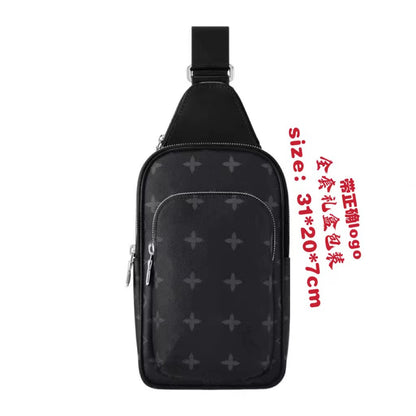 New Men's Chest Bag, Classic Plaid Bag, Shoulder Bag, Crossbody Bag, Fashion Chest Bag, Trend Men's Bag, Large Capacity Chest Bag