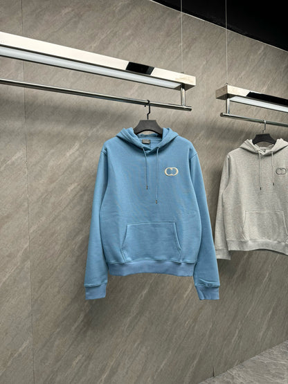[Ceiling After-sales Support] Real Shot Classic CD Embroidered High-Edition Hooded Fleece-Lined Sweatshirt, Unisex (Copie 6)
