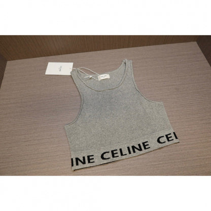 Real shot correct version Ce22 spring and summer new simple striped U-shaped knitted striped vest bottoming short female