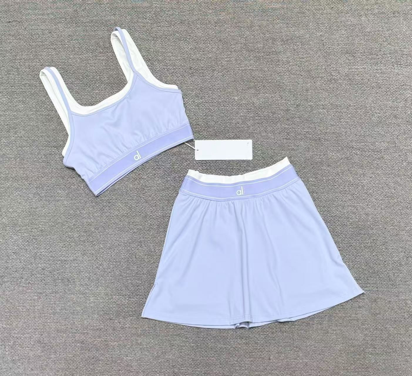 Cross-border yoga tank top short skirt set, fitness sports running with bra pads, bra, fake two-piece yoga suit