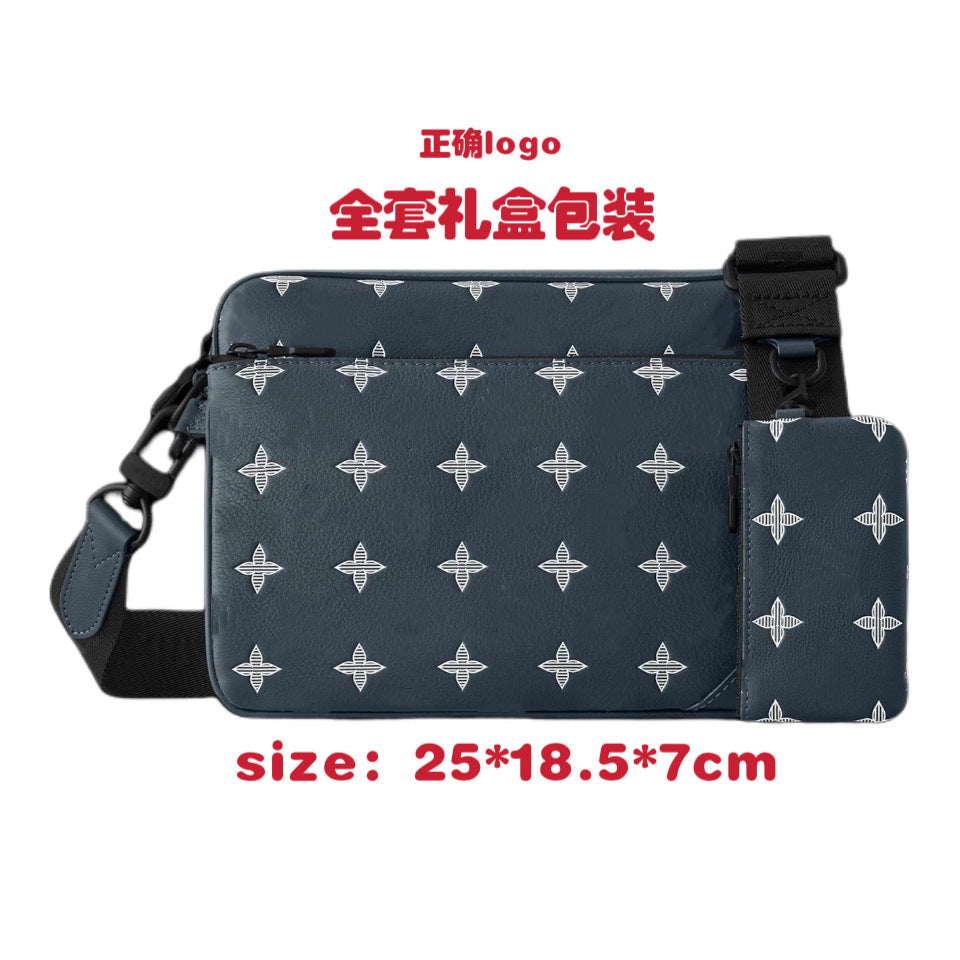 New men's bag, black samurai 3-in-1 bag, shoulder bag, versatile crossbody bag, classic old flower bag, camera bag