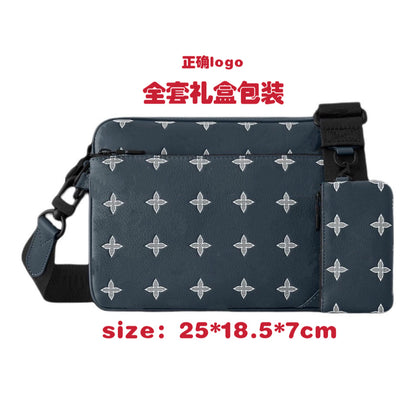 New men's bag, black samurai 3-in-1 bag, shoulder bag, versatile crossbody bag, classic old flower bag, camera bag