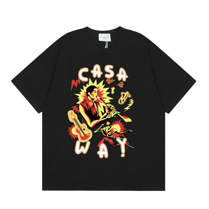New Casa Casablanca Short Sleeve Correct Edition Ins European and American Niche Trendy Brand Cotton Casual High Street European and American T-shirt