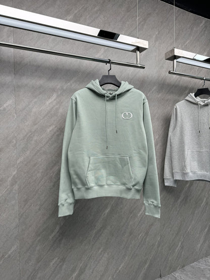 [Ceiling After-sales Support] Real Shot Classic CD Embroidered High-Edition Hooded Fleece-Lined Sweatshirt, Unisex (Copie 6)