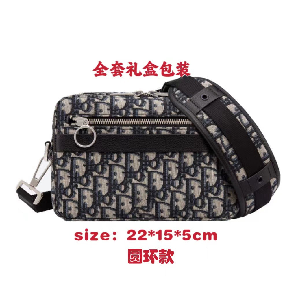 New Men's Postman Carrying Double Zipper Camera Bag Vintage Canvas Jacquard Embroidered Shoulder Bag Crossbody Bag