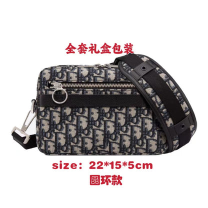 New Men's Postman Carrying Double Zipper Camera Bag Vintage Canvas Jacquard Embroidered Shoulder Bag Crossbody Bag