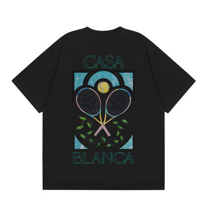 New Casa Casablanca Short Sleeve Correct Edition Ins European and American Niche Trendy Brand Cotton Casual High Street European and American T-shirt