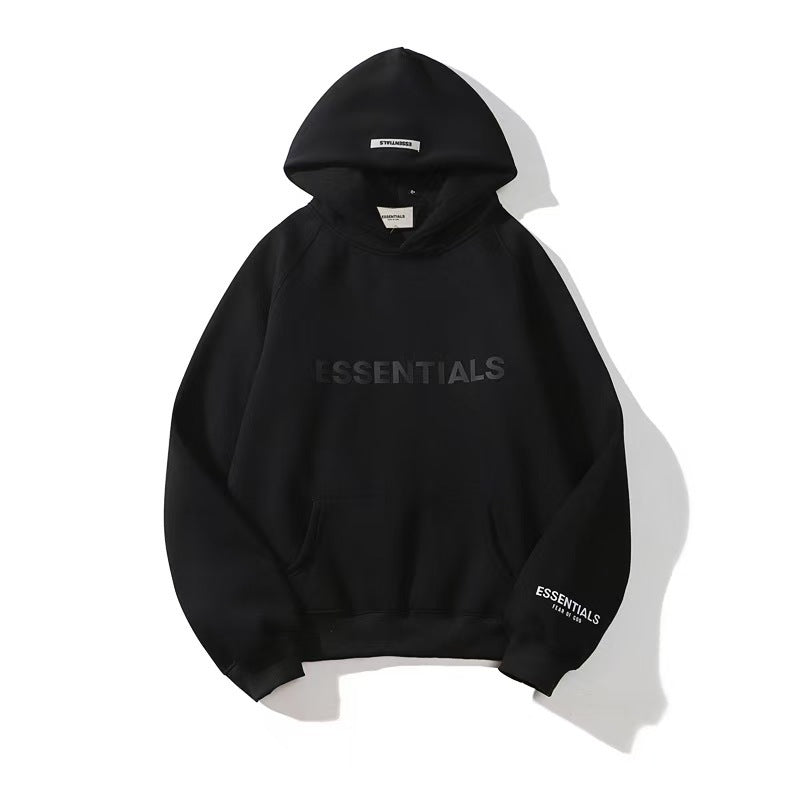 American flocked heavy hooded sweatshirt men's plush couple style winter trendy brand loose hoodie jacket for men and women