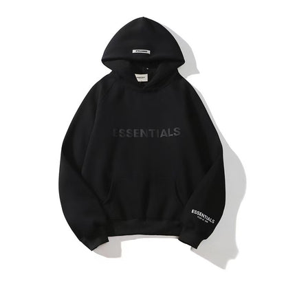 American flocked heavy hooded sweatshirt men's plush couple style winter trendy brand loose hoodie jacket for men and women