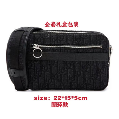 New Men's Postman Carrying Double Zipper Camera Bag Vintage Canvas Jacquard Embroidered Shoulder Bag Crossbody Bag