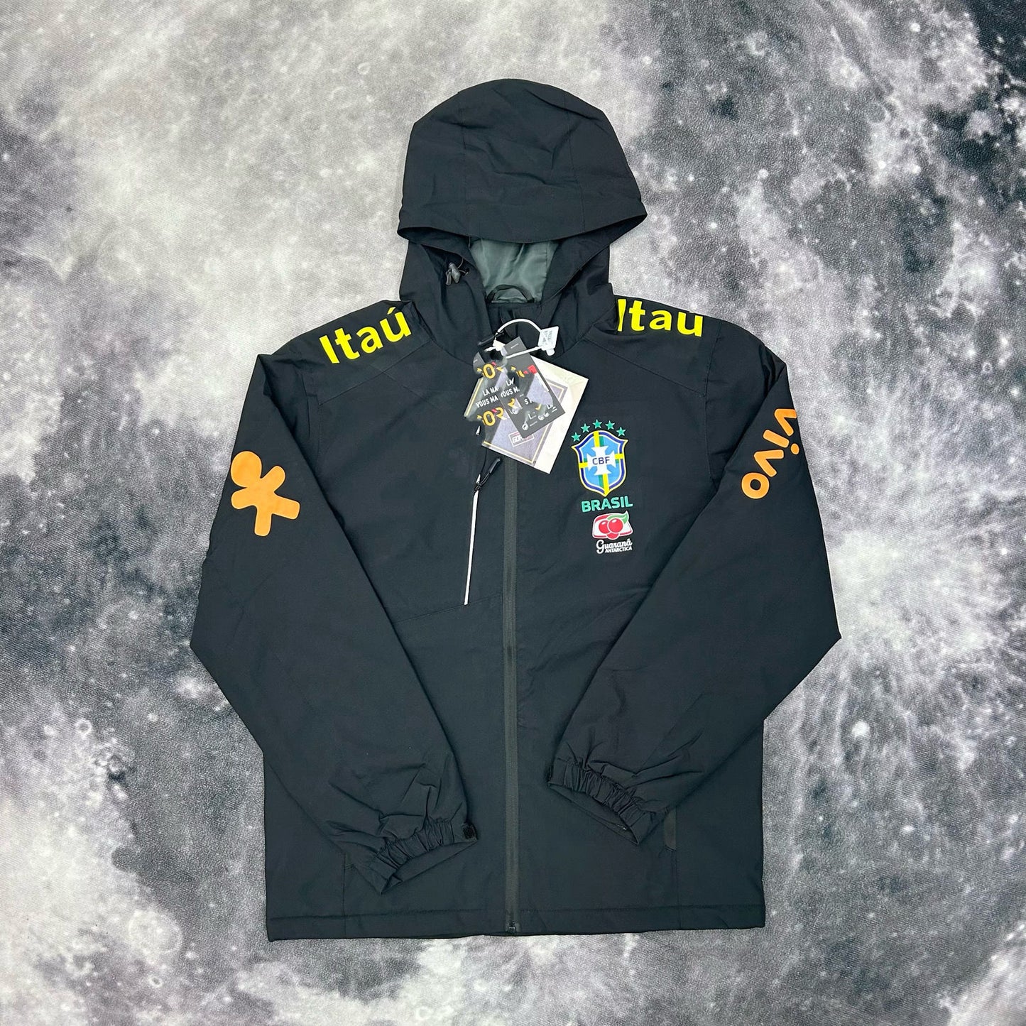 Brazilian team Neymar's windproof waterproof men's and women's fleece thin sports winter jacket with hood