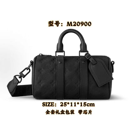 New Men's Crossbody Bag, Solid Black Samurai Bag, Shoulder Bag, Men's Cowhide Postman's Bag, Top Cowhide Camera Bag