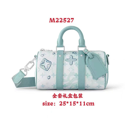 New Keepall-25cm Pillow Bag Embossed Shoulder Bag Roller Bag Cylinder Bag Fashion Crossbody Bag Couple Bag