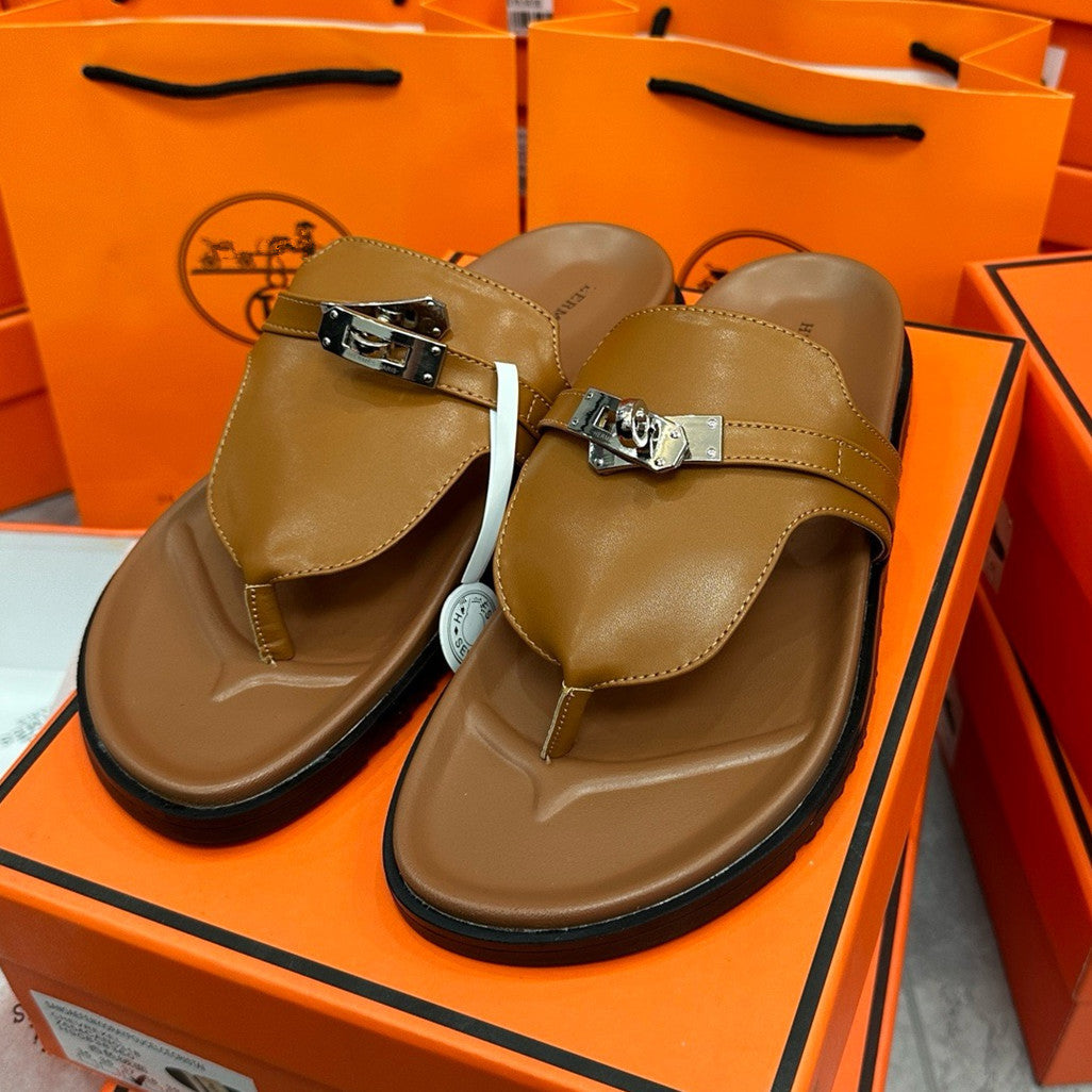H family metal lock clip toe flip flops 2026 summer new second uncle slippers women wear beach flat sandals outside