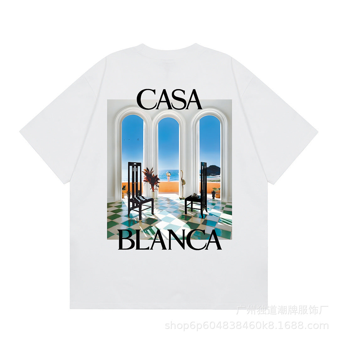 Casa American fashion brand online auction short sleeve men's couple ins summer super hot T-shirt women's top short sleeve loose European version