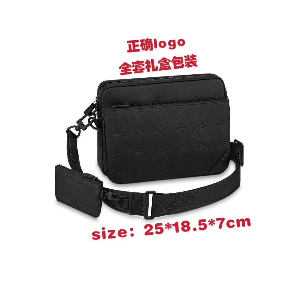 New men's bag, black samurai 3-in-1 bag, shoulder bag, versatile crossbody bag, classic old flower bag, camera bag