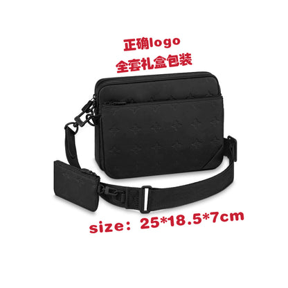 New men's bag, black samurai 3-in-1 bag, shoulder bag, versatile crossbody bag, classic old flower bag, camera bag