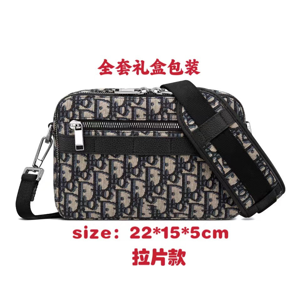 New Men's Postman Carrying Double Zipper Camera Bag Vintage Canvas Jacquard Embroidered Shoulder Bag Crossbody Bag