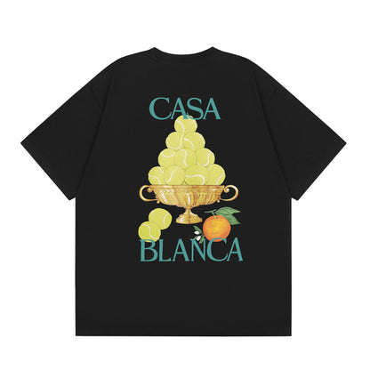 New Casa Casablanca Short Sleeve Correct Edition Ins European and American Niche Trendy Brand Cotton Casual High Street European and American T-shirt