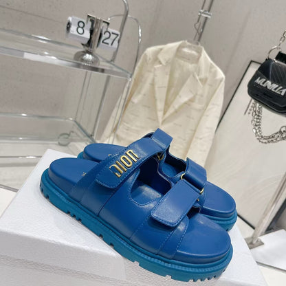 D's new 2025 summer alphabet Velcro slippers women's platform one-line sandals casual flat beach shoes