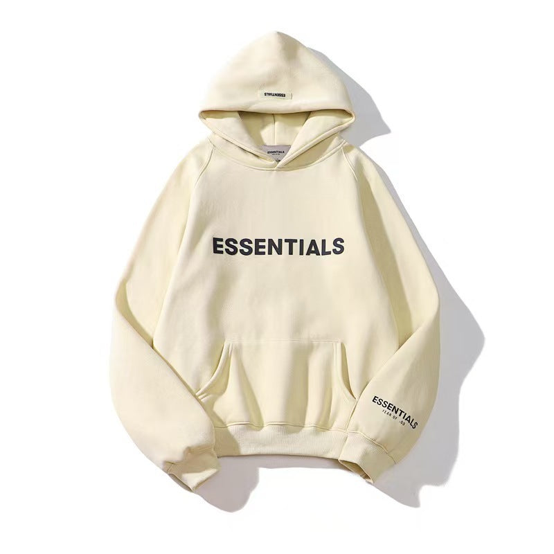 American flocked heavy hooded sweatshirt men's plush couple style winter trendy brand loose hoodie jacket for men and women