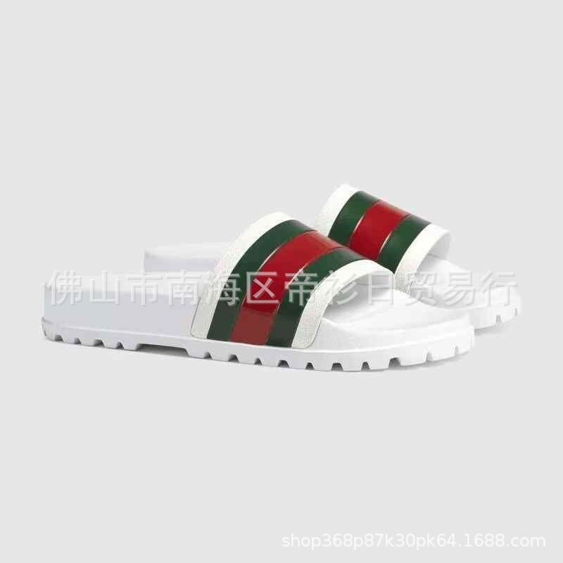 European Station Southeast Asian High Quality Unisex Slippers Thick-soled Stripe Letter Print Anti-Slip Rubber Slippers