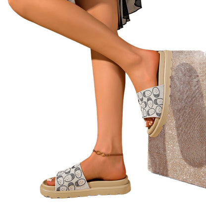 Letter monogram thick-soled slippers for women's summer new summer sandals, versatile beach casual fashion, lightweight sandals for women