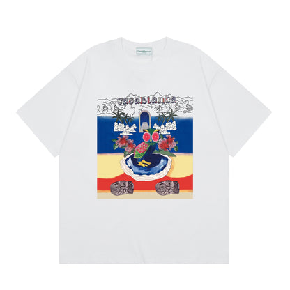 New Casa Casablanca Short Sleeve Correct Edition Ins European and American Niche Trendy Brand Cotton Casual High Street European and American T-shirt