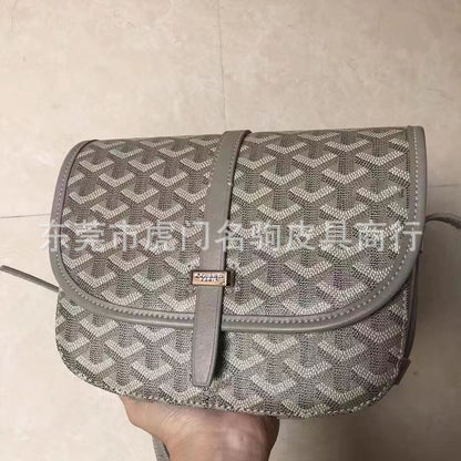 Saddle bag, dogtooth small bag, messenger bag, street fashion, versatile, single-buckle canvas print, unisex bag