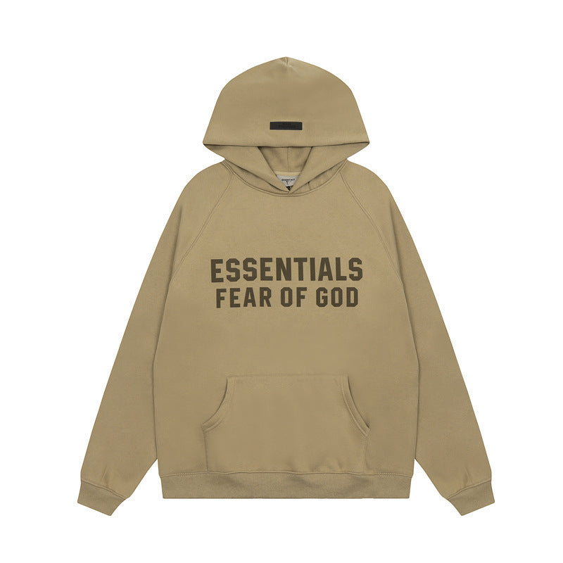 American flocked heavy hooded sweatshirt men's plush couple style winter trendy brand loose hoodie jacket for men and women
