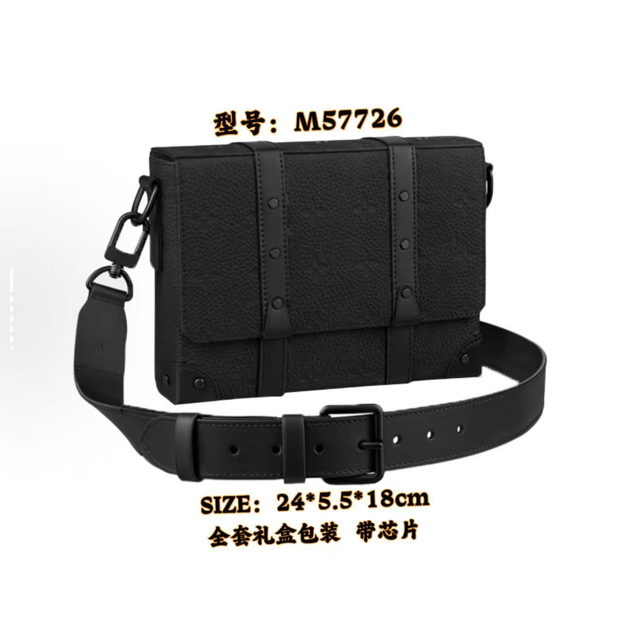 New Men's Crossbody Bag, Solid Black Samurai Bag, Shoulder Bag, Men's Cowhide Postman's Bag, Top Cowhide Camera Bag