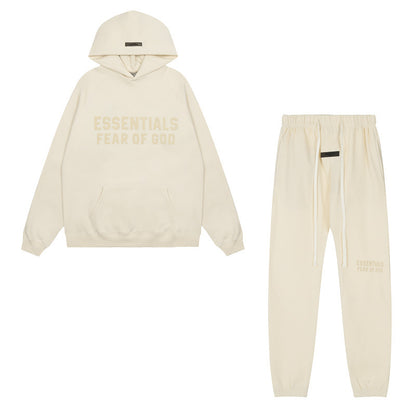 American flocked heavy hooded sweatshirt men's plush couple style winter trendy brand loose hoodie jacket for men and women