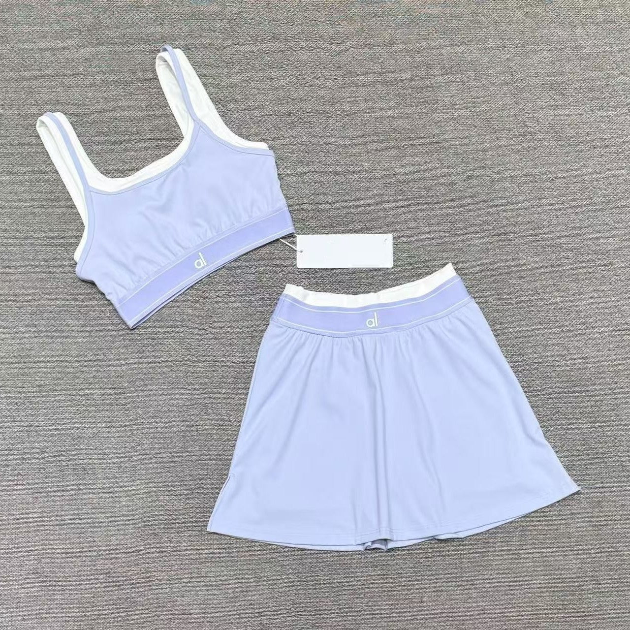 Cross-border yoga tank top short skirt set, fitness sports running with bra pads, bra, fake two-piece yoga suit