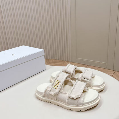 D's new 2025 summer alphabet Velcro slippers women's platform one-line sandals casual flat beach shoes