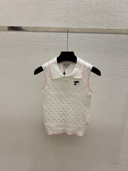 26 Summer New Trendy Brand Knitted D Family Letter Mirror Lapel Sleeveless Pullover Vest Slimming Women's Top