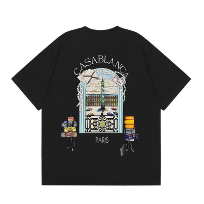 Casa American fashion brand online auction short sleeve men's couple ins summer super hot T-shirt women's top short sleeve loose European version