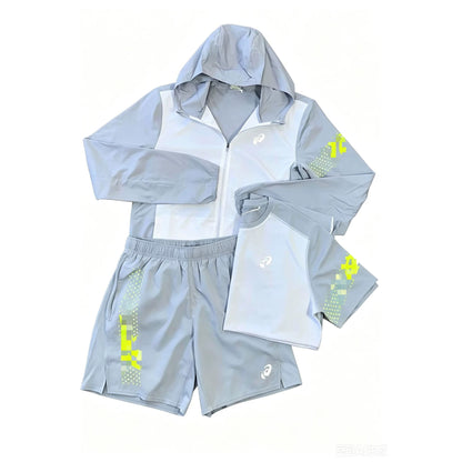 High-end Arthur European and American Cross-border Summer Quick-Dry Sports Casual Breathable Short Sleeve Shorts Jacket Men's Three-Piece Set