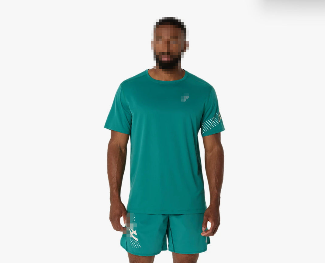 High version 2026 European and American men's summer sports quick-drying, breathable, simple casual crew neck T-shirt shorts set