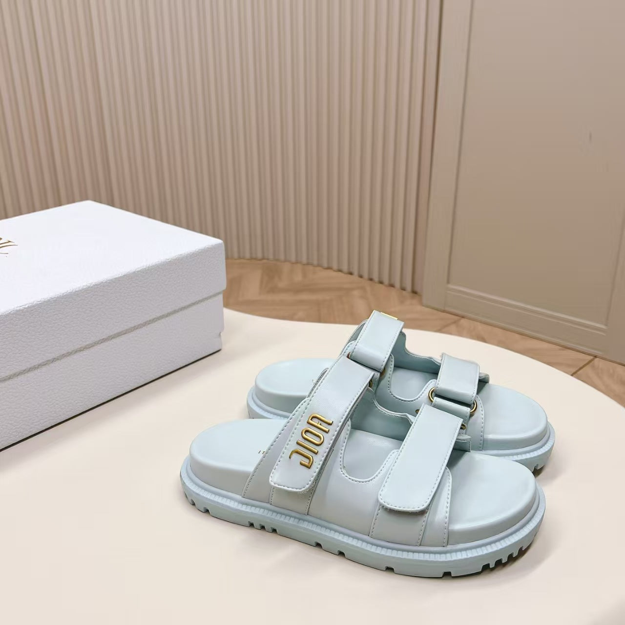 D's new 2025 summer alphabet Velcro slippers women's platform one-line sandals casual flat beach shoes