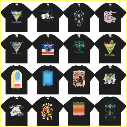 New Casa Casablanca Short Sleeve Correct Edition Ins European and American Niche Trendy Brand Cotton Casual High Street European and American T-shirt