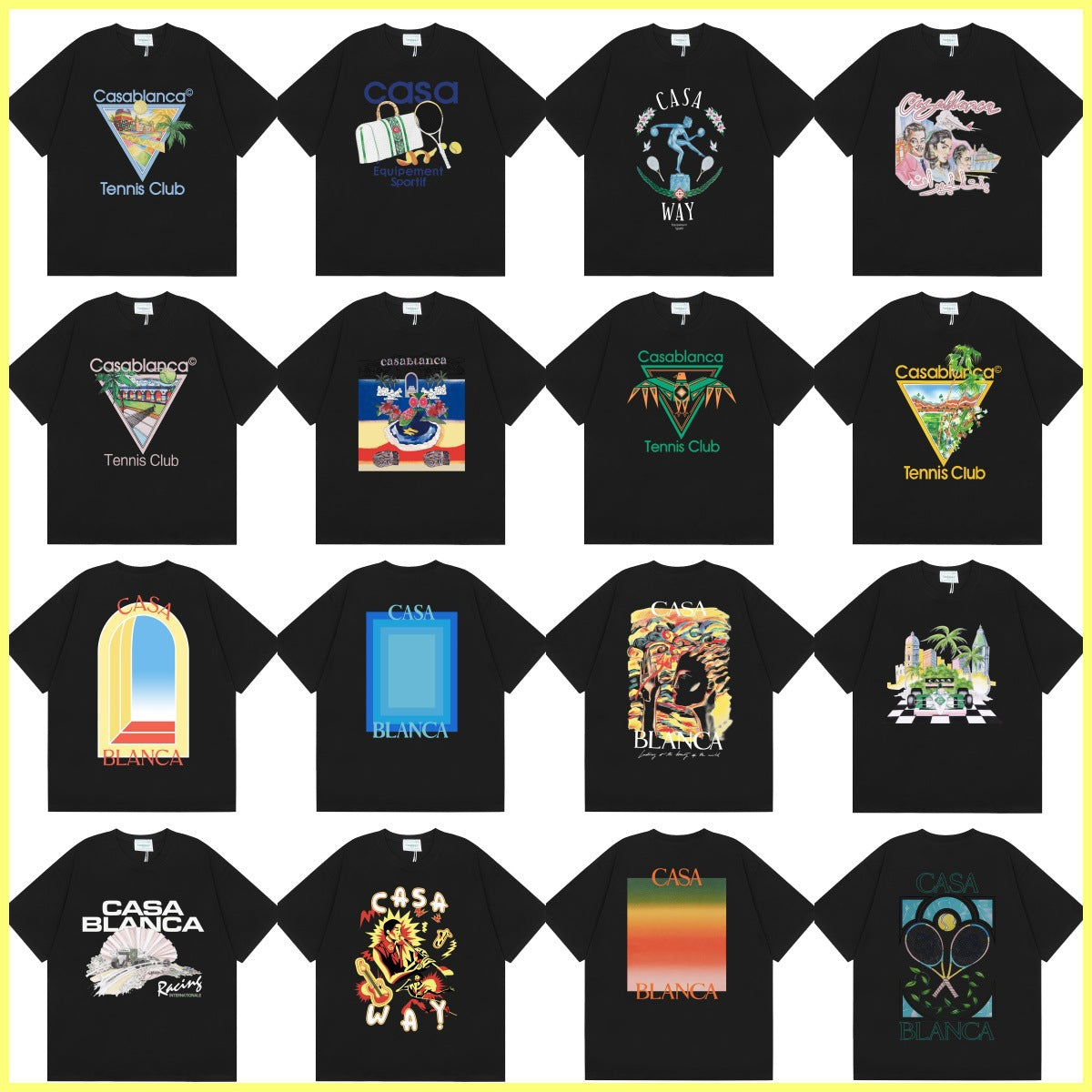 New Casa Casablanca Short Sleeve Correct Edition Ins European and American Niche Trendy Brand Cotton Casual High Street European and American T-shirt