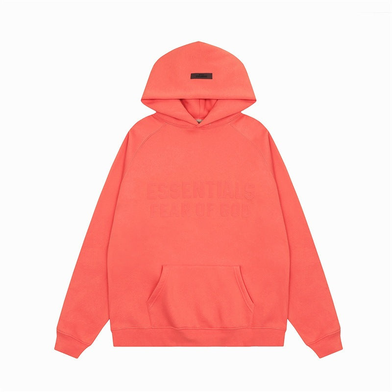 American flocked heavy hooded sweatshirt men's plush couple style winter trendy brand loose hoodie jacket for men and women