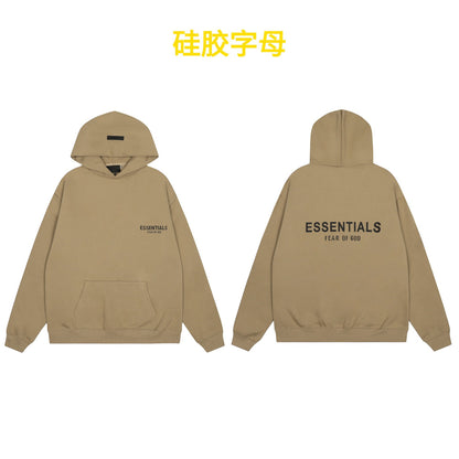 American flocked heavy hooded sweatshirt men's plush couple style winter trendy brand loose hoodie jacket for men and women