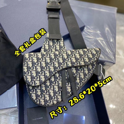 New men's chest bag, saddle bag, canvas embroidery, jacquard trend, cross bag, casual crossbody bag, men's and women's couple's waist bag