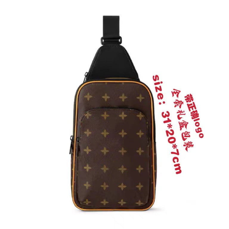 New Men's Chest Bag, Classic Plaid Bag, Shoulder Bag, Crossbody Bag, Fashion Chest Bag, Trend Men's Bag, Large Capacity Chest Bag