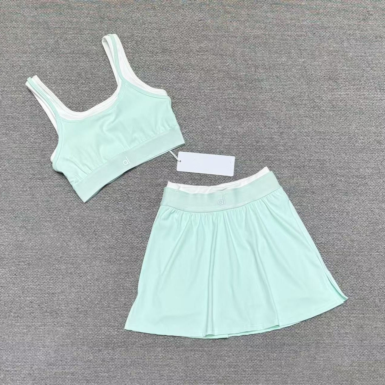 Cross-border yoga tank top short skirt set, fitness sports running with bra pads, bra, fake two-piece yoga suit